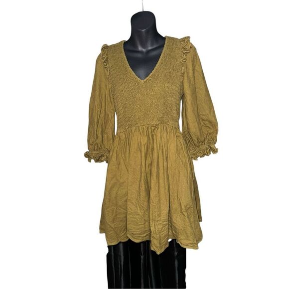 Excellent Condition Madewell  Flannel Lucie V-Neck Smocked Mini Dress Size small - Picture 1 of 8